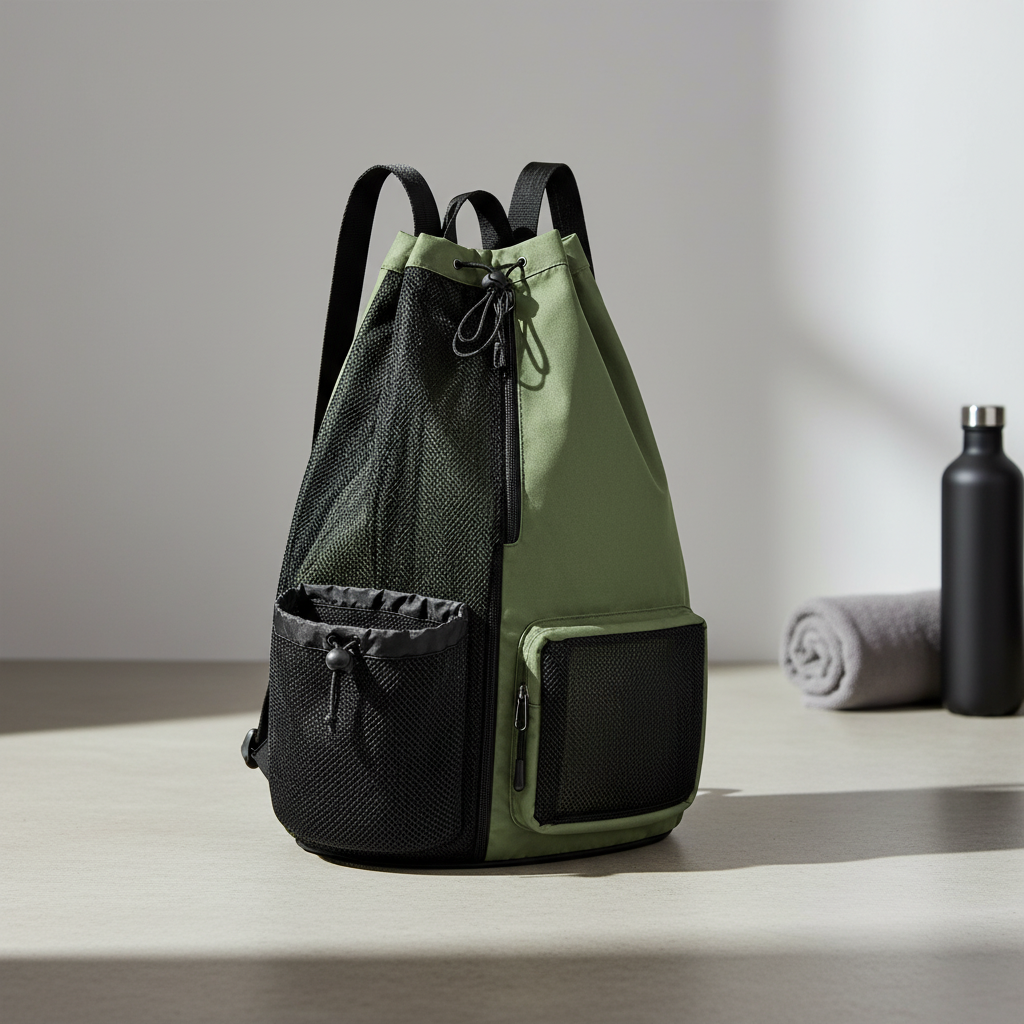 Dark green backpack used in the Home After Paws dog reset kit for storing towels, paw cleaning supplies, and travel essentials.